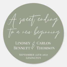 Sage green Een mooi einde aan een nieuw begin Ronde Sticker