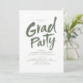 Sage Green Eenvoudig Modern Brush Script Afstudeer Kaart (Staand voorkant)