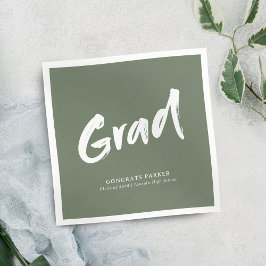 Sage Green Eenvoudig Modern Brush Script Afstudeer Servet