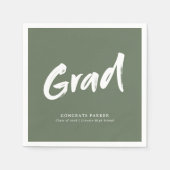 Sage Green Eenvoudig Modern Brush Script Afstudeer Servet (Voorkant)