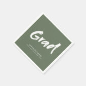 Sage Green Eenvoudig Modern Brush Script Afstudeer Servet (Hoek)