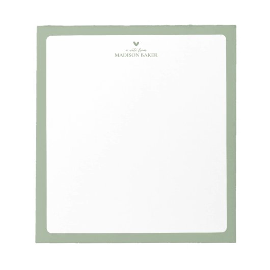 Sage Green | Eenvoudig persoonlijk Notitieblok har (Voorkant)
