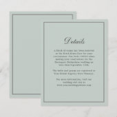 Sage Green Eenvoudige Elegante Trouwinfo Details Informatiekaartje (Voorkant / Achterkant)