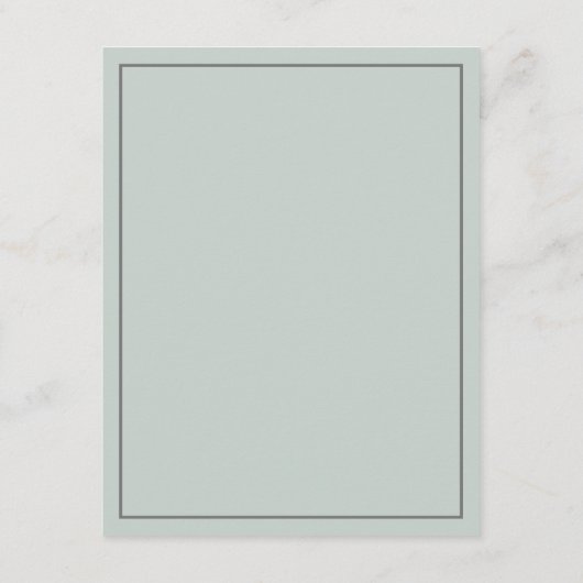 Sage Green Eenvoudige Elegante Trouwinfo Details Informatiekaartje (Achterkant)