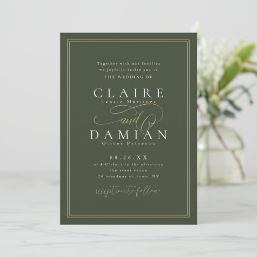 Sage Green Eenvoudige Elegantie Romantisch Script  Kaart (Staand voorkant)