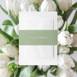 Sage Green Eenvoudige Gestileerde Naam Trouwen Uitnodigingen Wikkel