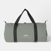 Sage Green Eenvoudige Minimale Monogram en Naam Plunjezak (Voorkant)