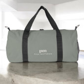 Sage Green Eenvoudige Minimale Monogram en Naam Plunjezak