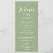 Sage Green Eenvoudige Stijl Trouwdiner Menu (Voorkant)
