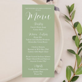 Sage Green Eenvoudige Stijl Trouwdiner Menu