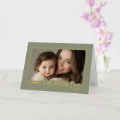 Sage Green Eerste Moederdag Foto Folie Wenskaart (Orchidee)