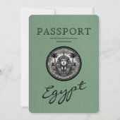Sage Green Egypt Passport Wedding Save the Date (Voorkant)