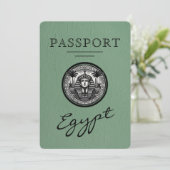 Sage Green Egypte Paspoort Huwelijk Save the Date (Staand voorkant)