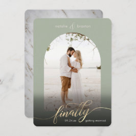 Sage Green eindelijk getrouwd en venster foto Save The Date