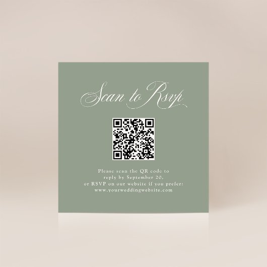 Sage Green Elegance | RSVP met QR-code Informatiekaartje