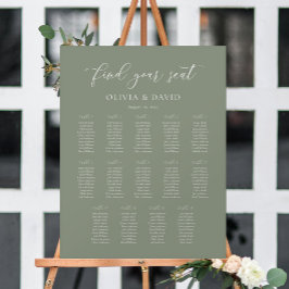 Sage Green Elegant 14 tafel Zitkaart Poster