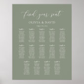 Sage Green Elegant 14 tafel Zitkaart Poster (Voorkant)