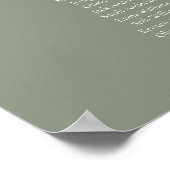 Sage Green Elegant 14 tafel Zitkaart Poster (Hoek)