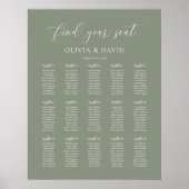 Sage Green Elegant 15 tafel Zitkaart Poster (Voorkant)