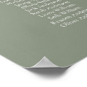 Sage Green Elegant 16 tafel Zitkaart Poster (Hoek)
