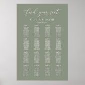 Sage Green Elegant 16 tafel Zitkaart Poster (Voorkant)