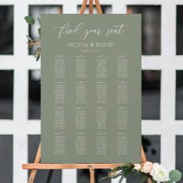 Sage Green Elegant 16 tafel Zitkaart Poster