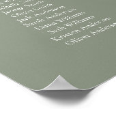Sage Green Elegant 20 tafel Zitkaart Poster (Hoek)
