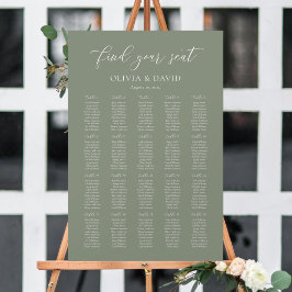 Sage Green Elegant 20 tafel Zitkaart Poster