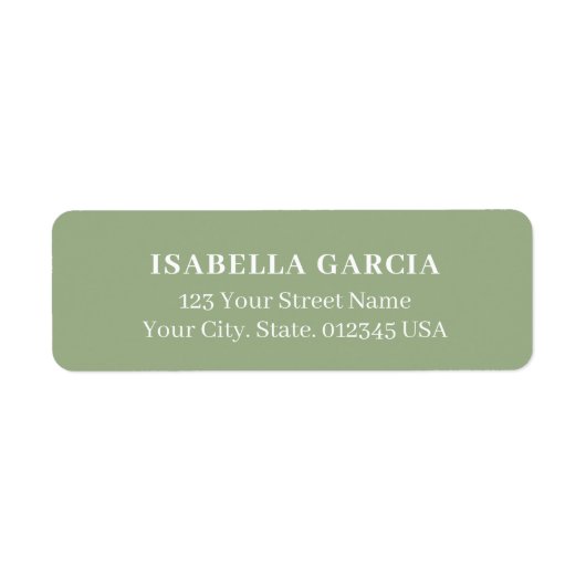 Sage Green Elegant adreslabel Etiket (Voorkant)