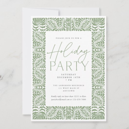 Sage Green Elegant Arts Ambachten Stijl Vakantie P Kaart (Voorkant)