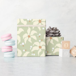 Sage Green Elegant Bloemen Cadeaupapier