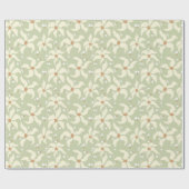 Sage Green Elegant Bloemen Cadeaupapier (Vlak)