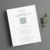 Sage Green Elegant Bloemen QR Code Trouwdetails Informatiekaartje