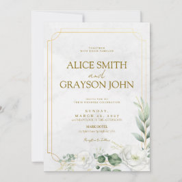 Sage Green Elegant Boho Floral Modern Wedding Kaart