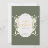 Sage Green Elegant Boho Floral Modern Wedding  Kaart (Achterkant)