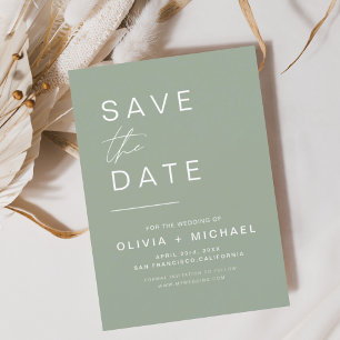 Sage Green Elegant Boho Save the Date Minimalist