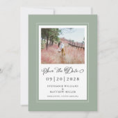 Sage Green Elegant Borders Foto Chic Verloving Save The Date (Voorkant)