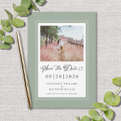 Sage Green Elegant Borders Foto Chic Verloving Save The Date