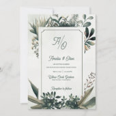 Sage Green Elegant Botanical Greenery Wedding Kaart (Voorkant)