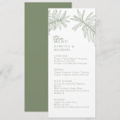 Sage Green Elegant Botanisch Trouwmenu (Voorkant / Achterkant)