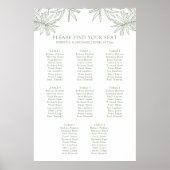 Sage Green Elegant Botanische Zitting Chart Poster (Voorkant)