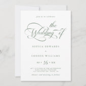 Sage Green Elegant Charm Script Wedding Kaart (Voorkant)