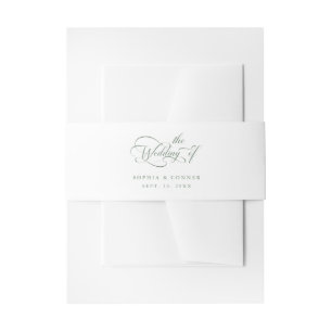 Sage Green Elegant Charm Script Wedding Uitnodigingen Wikkel