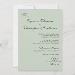 Sage Green Elegant Chic Calligraphy Wedding Kaart