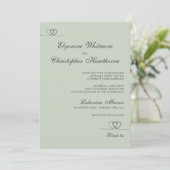 Sage Green Elegant Chic Calligraphy Wedding Kaart (Staand voorkant)