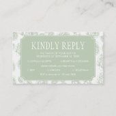 Sage Green Elegant Chinoiserie Wedding RSVP Informatiekaartje (Voorkant)