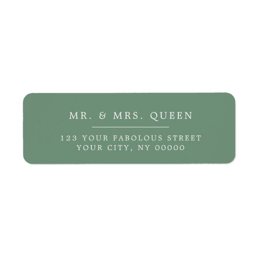 Sage Green Elegant Classic Simple Return-adres Etiket (Voorkant)