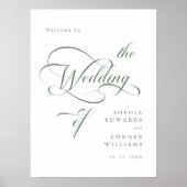 Sage Green Elegant Classy Wedding Welkomstbord Poster (Voorkant)