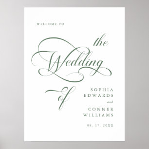 Sage Green Elegant Classy Wedding Welkomstbord Poster