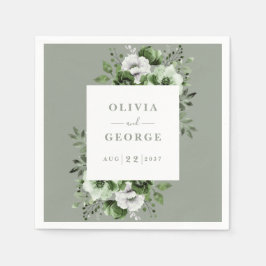 Sage Green Elegant Country Floral bruiloft servet